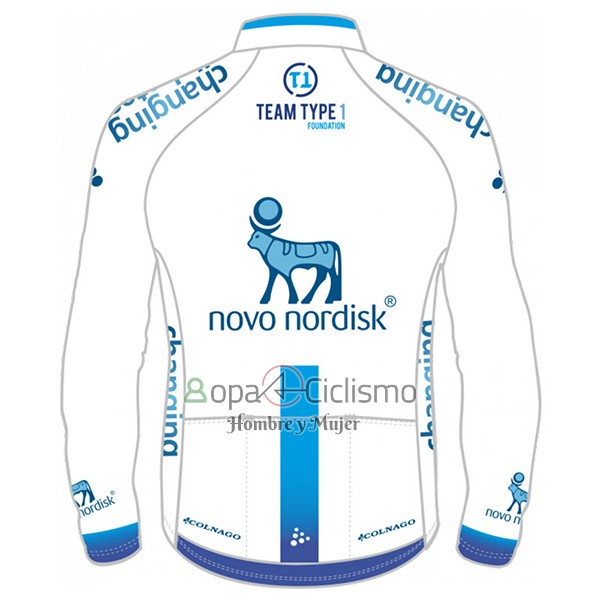 Novo Nordisk Ropa Ciclismo Culotte Largo 2017 Hombre Mangas Largas Novo Nordisk Blanco
